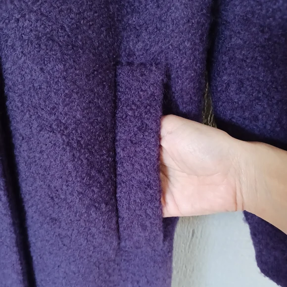 EMME Marella Women Boucle Coat Size M Wool Blend Long Sleeve Pockets In Purple